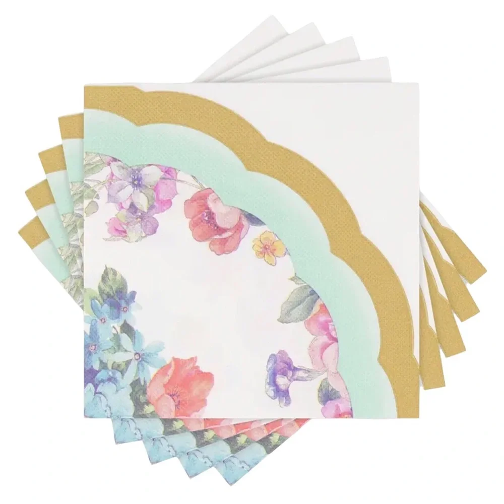 Floral Scalloped Edge Party Luncheon Paper Napkins, 20 ct